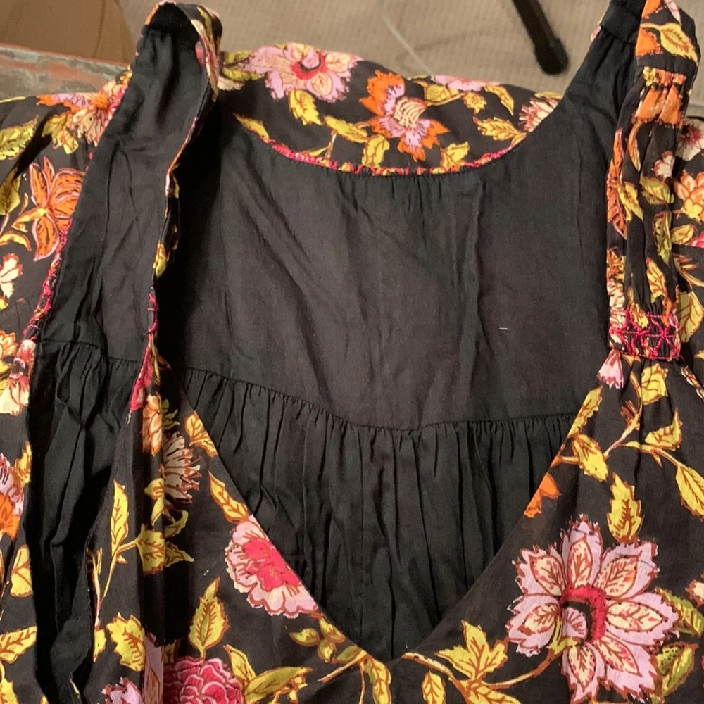 Free People Floral Dress with Plunging back - Black and Pink - Picture 7 of 7